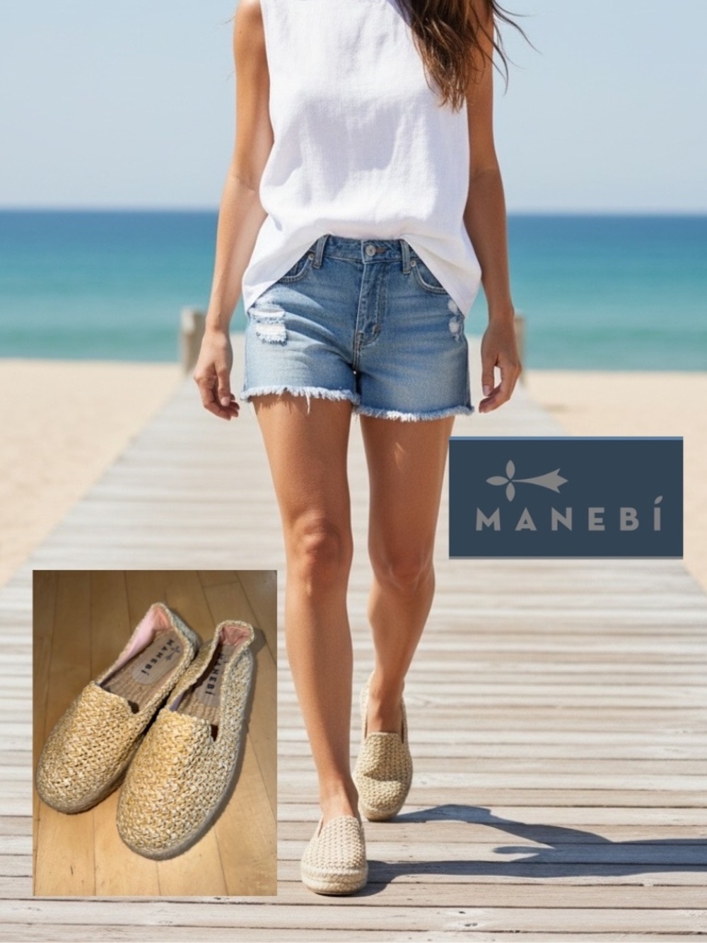 MANEBI Rafia woven double sole espadrille, 36 (7) GD1294